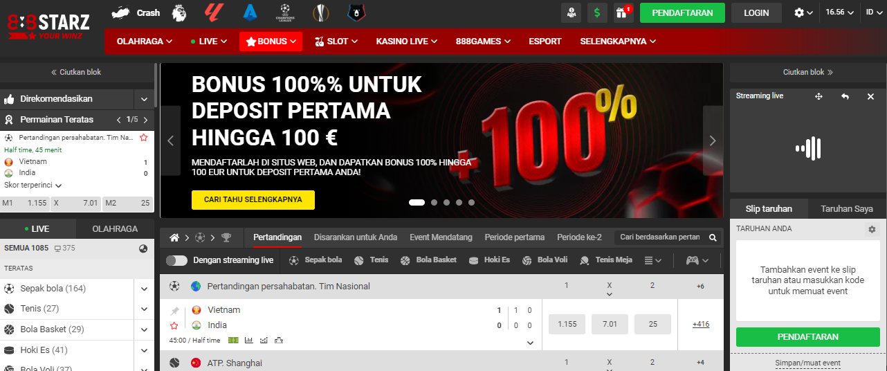 Situs web utama 888starz