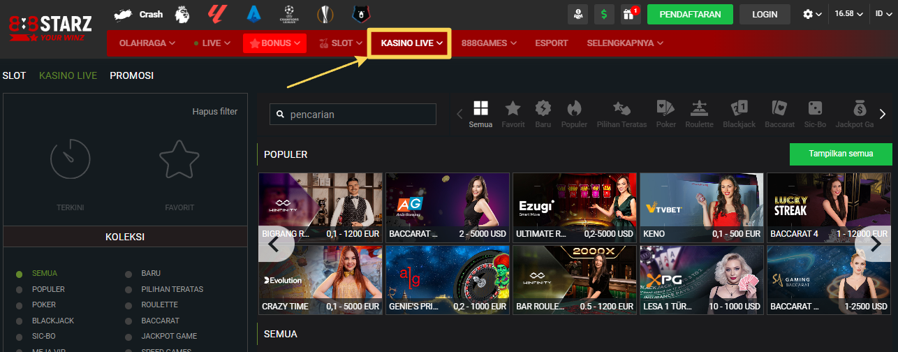 Kasino langsung 888 starz